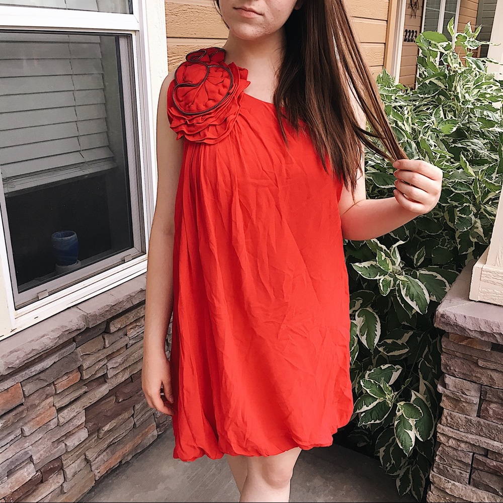 BCBG Red Rosette Dress