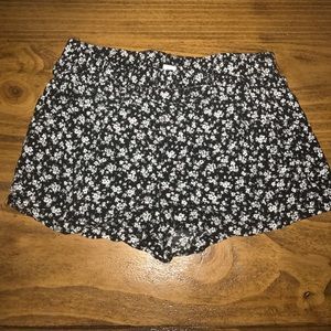 Black and white floral shorts