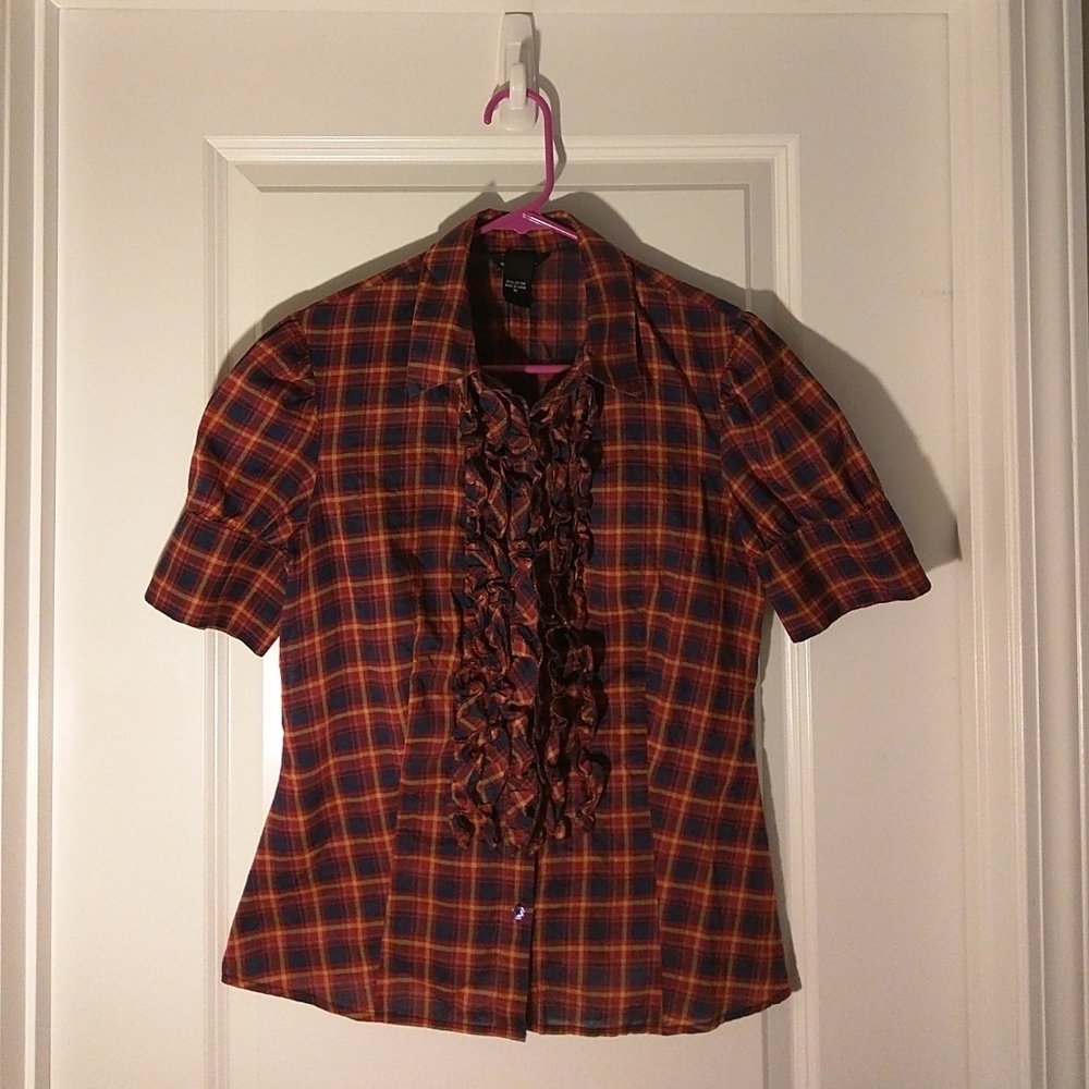 Ruffled Blouse with Button Accents