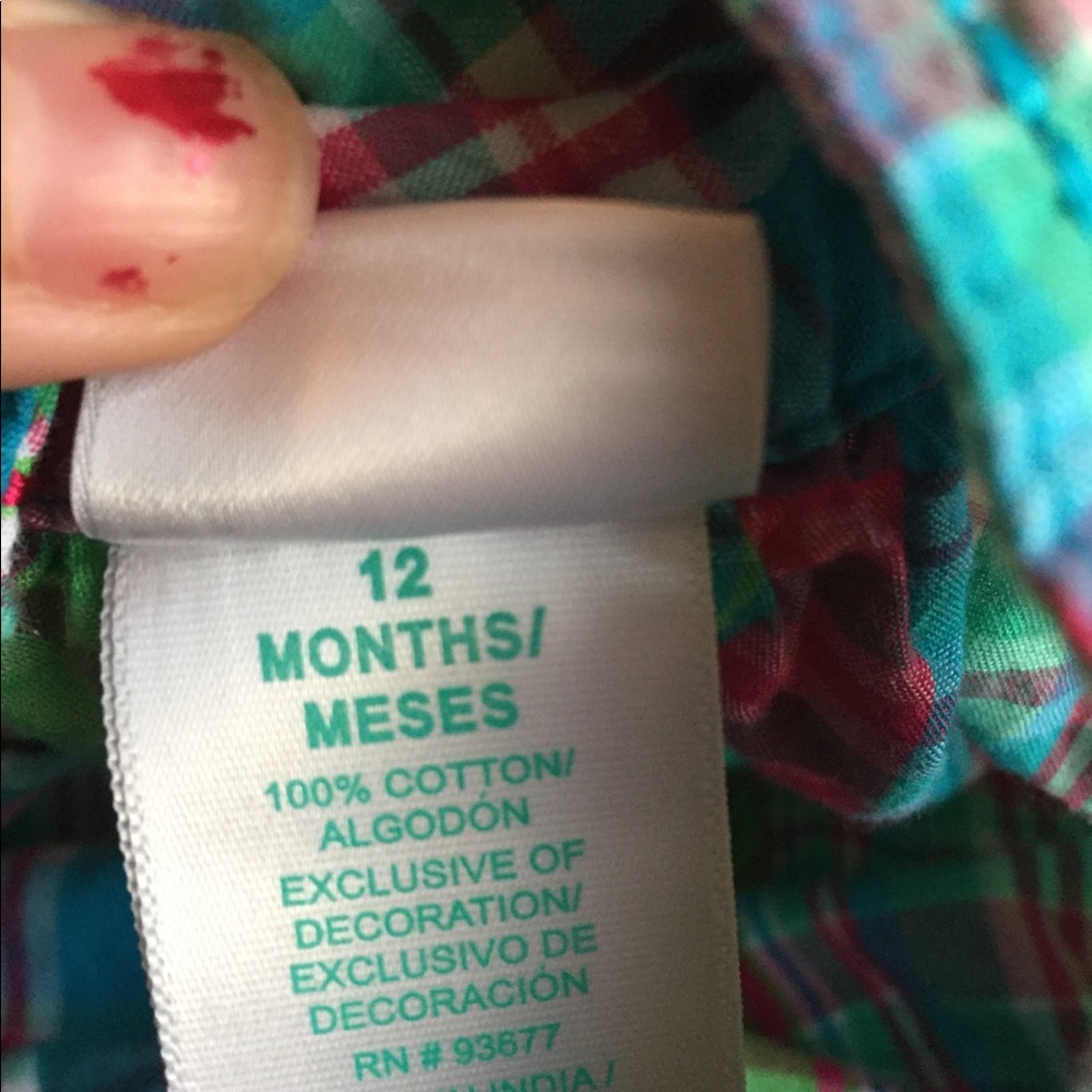 Okie Dokie plaid 12 month dress and bloomers - Picture 2 of 3