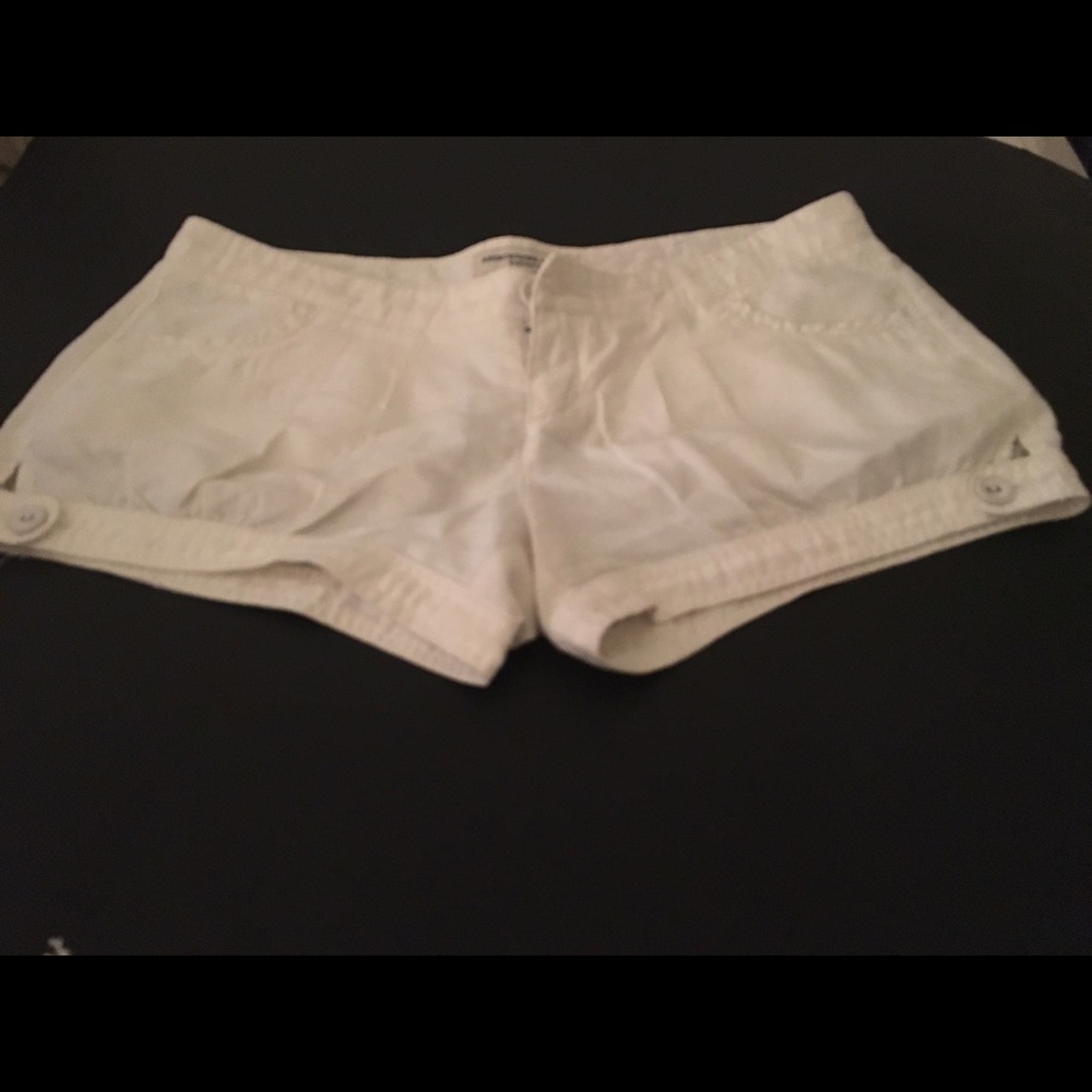 White linen shorts