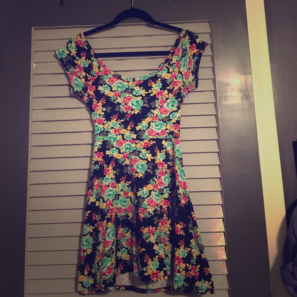Floral Print Black Dress