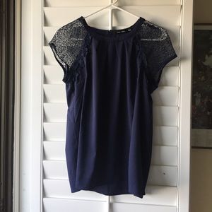 Blue top with lace sleeves