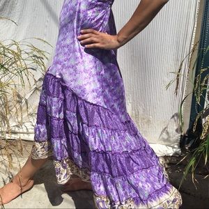 Silky purple patterned boho dress