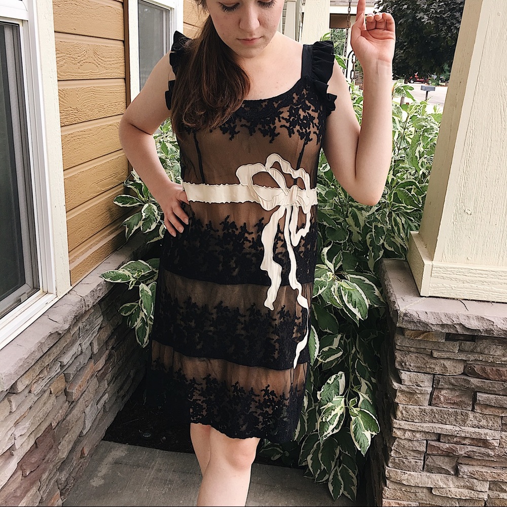 RED Valentino Flare Sleeve Bow Dress