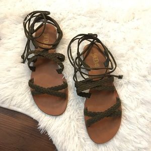 Olive Green Lace Up Sandals