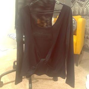 never worn! Fabletics open back black long sleeve