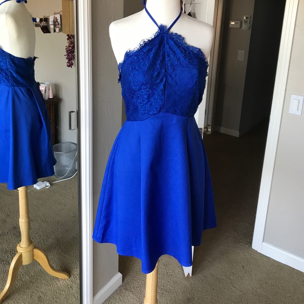 Blue halter top dress