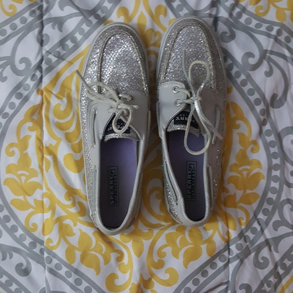Silver Sparkle Sperrys