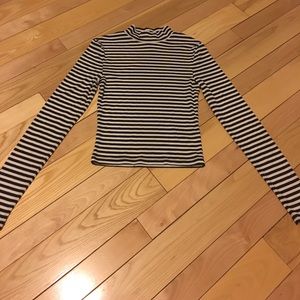 H&M XS mock neck long sleeve striped crop top