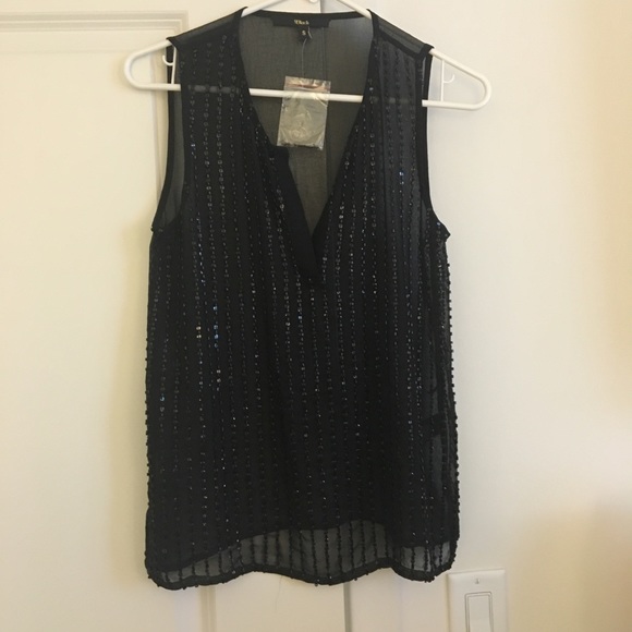 Black Sheer Sequin Tank Top ✨ - Picture 3 of 4