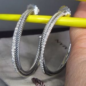 David Yurman,  XL 44mm Crossover Diamond Hoops