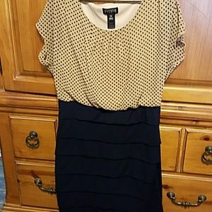Navy blue and tan dress