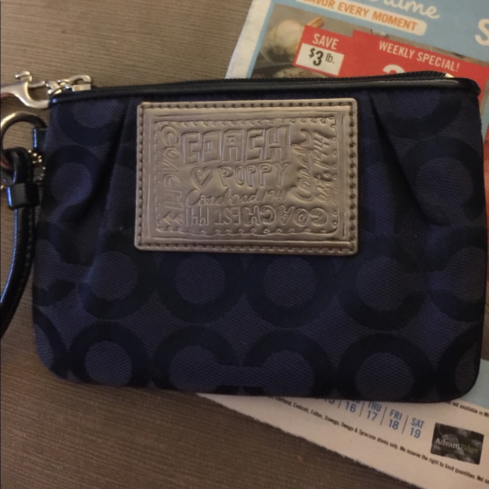Blow out Coach sale, Navy blue wristlet authentic