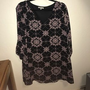 Purple and black print dress