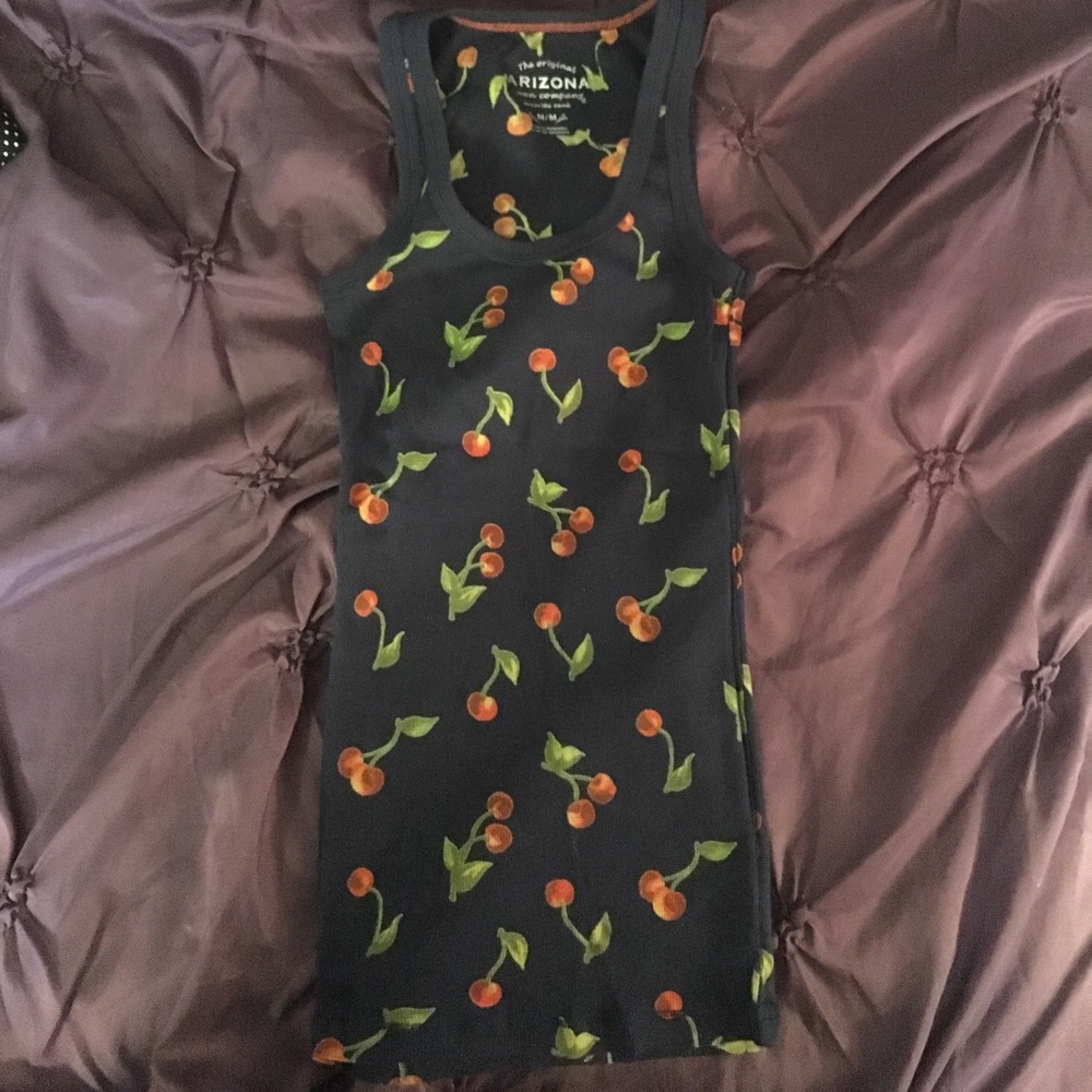 Navy ribbed Arizona Tank (never worn) w/ cherries