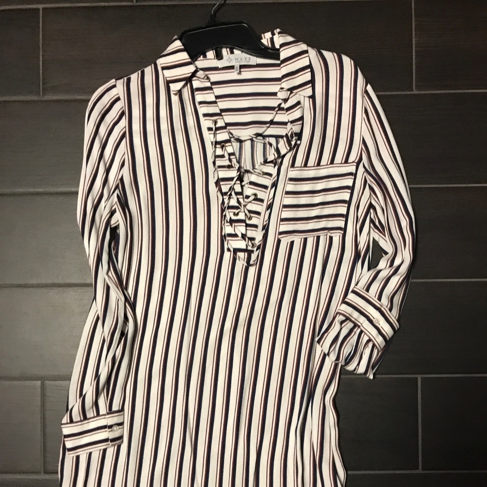 Stripe lace up dress