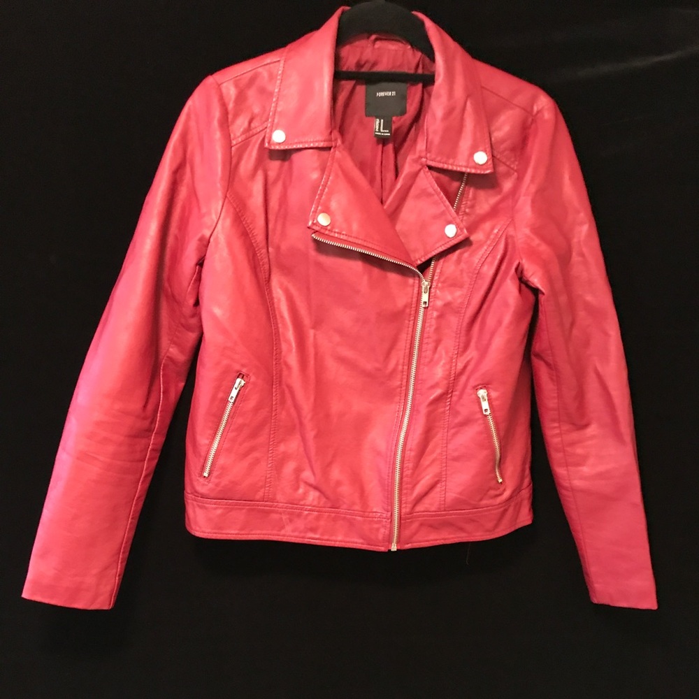 Red Faux Leather Jacket