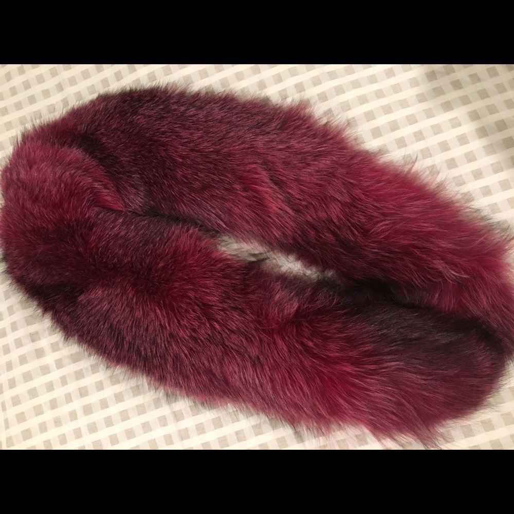 Genuine ANDREW MARC Pink Dyed Fox Fur Collar