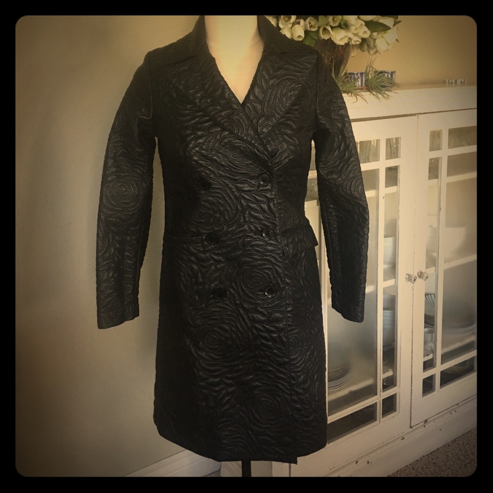 Black Faux Leather lightweight trench - S/M