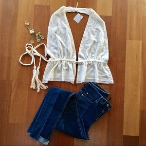 Free People Backless Wrap Halter Top