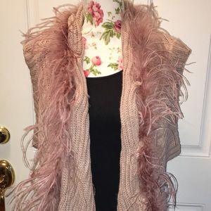 Dramatically Fun Sweater with Ostrich Feathers