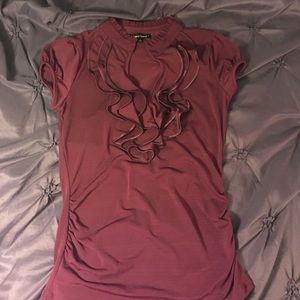 Dark red Heart &Soul ruffled short sleeve blouse