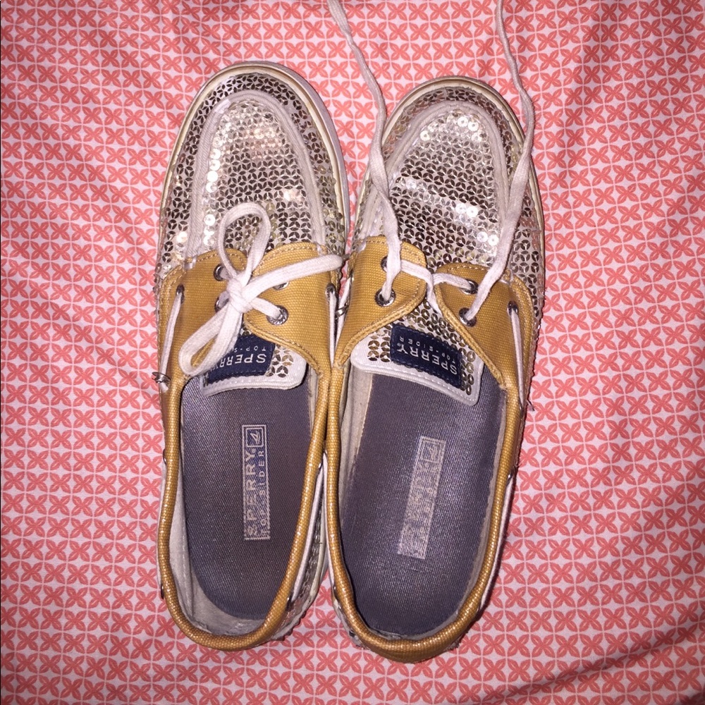 Gold Sequined Sperry's