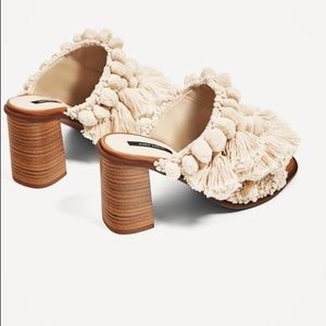 zara pom pom mules
