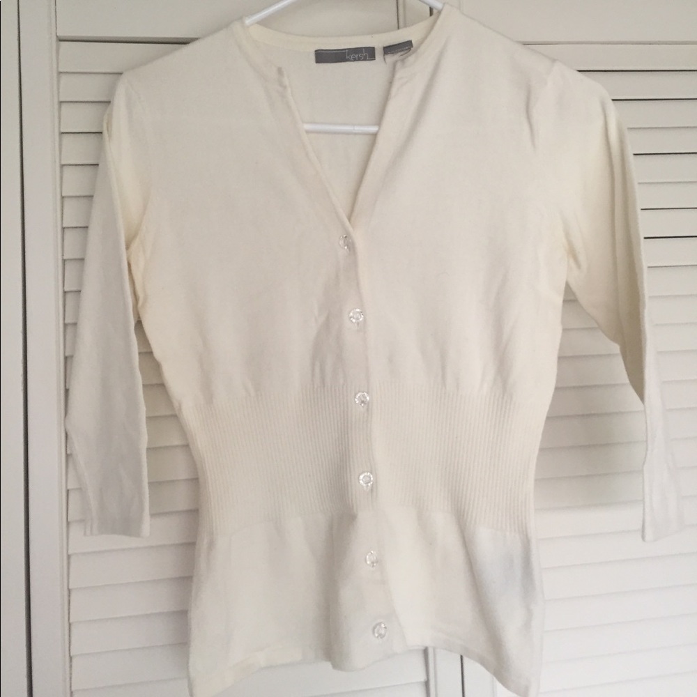 Cream cardigan with crystal like buttons