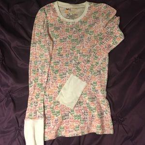 Owl print Sz Med thermal long sleeved ribbed top