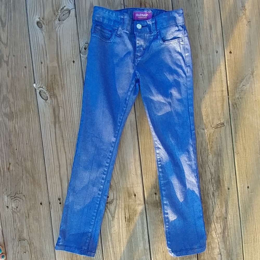 Blue Metallic Skinny Jeans