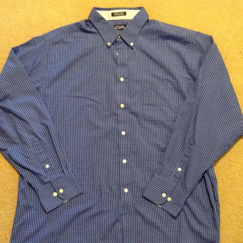Men's Chaps Blue Gingham Button Down