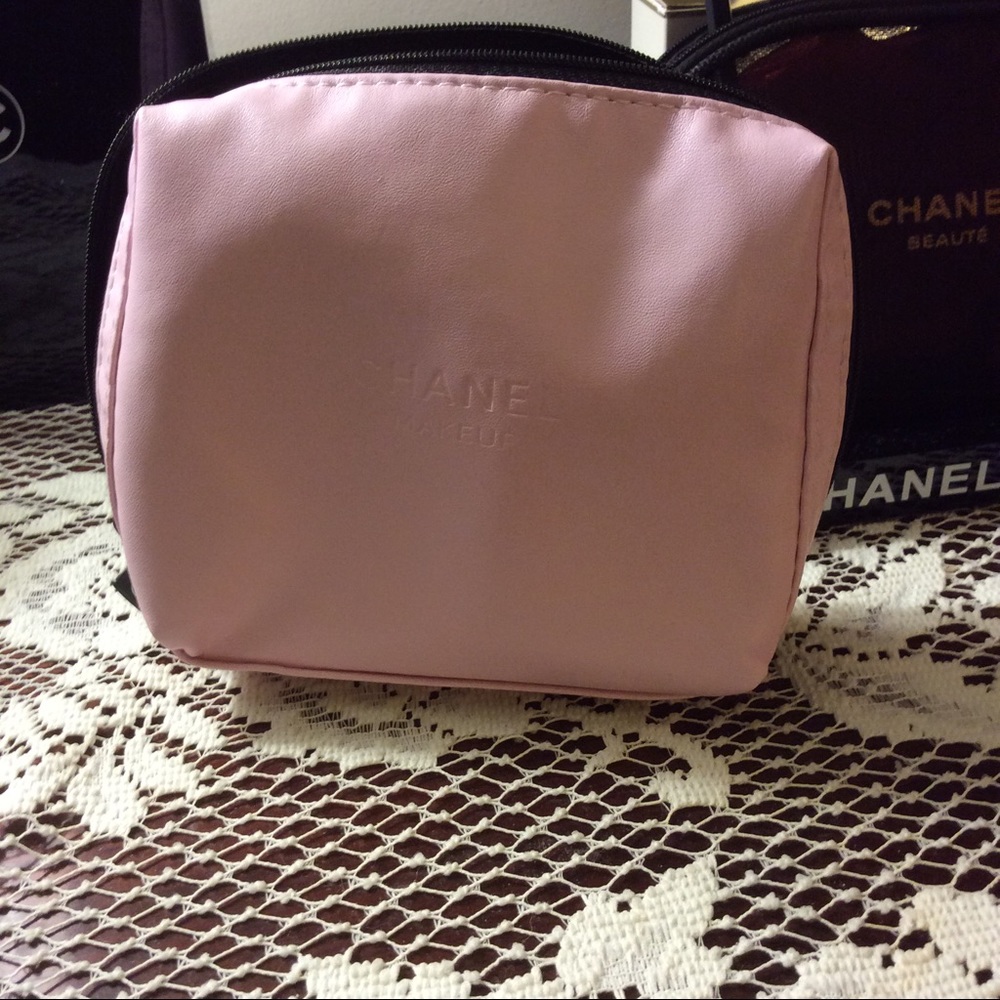 Chanel Soft Pink Cosmetic Zip Around Beauty Bag