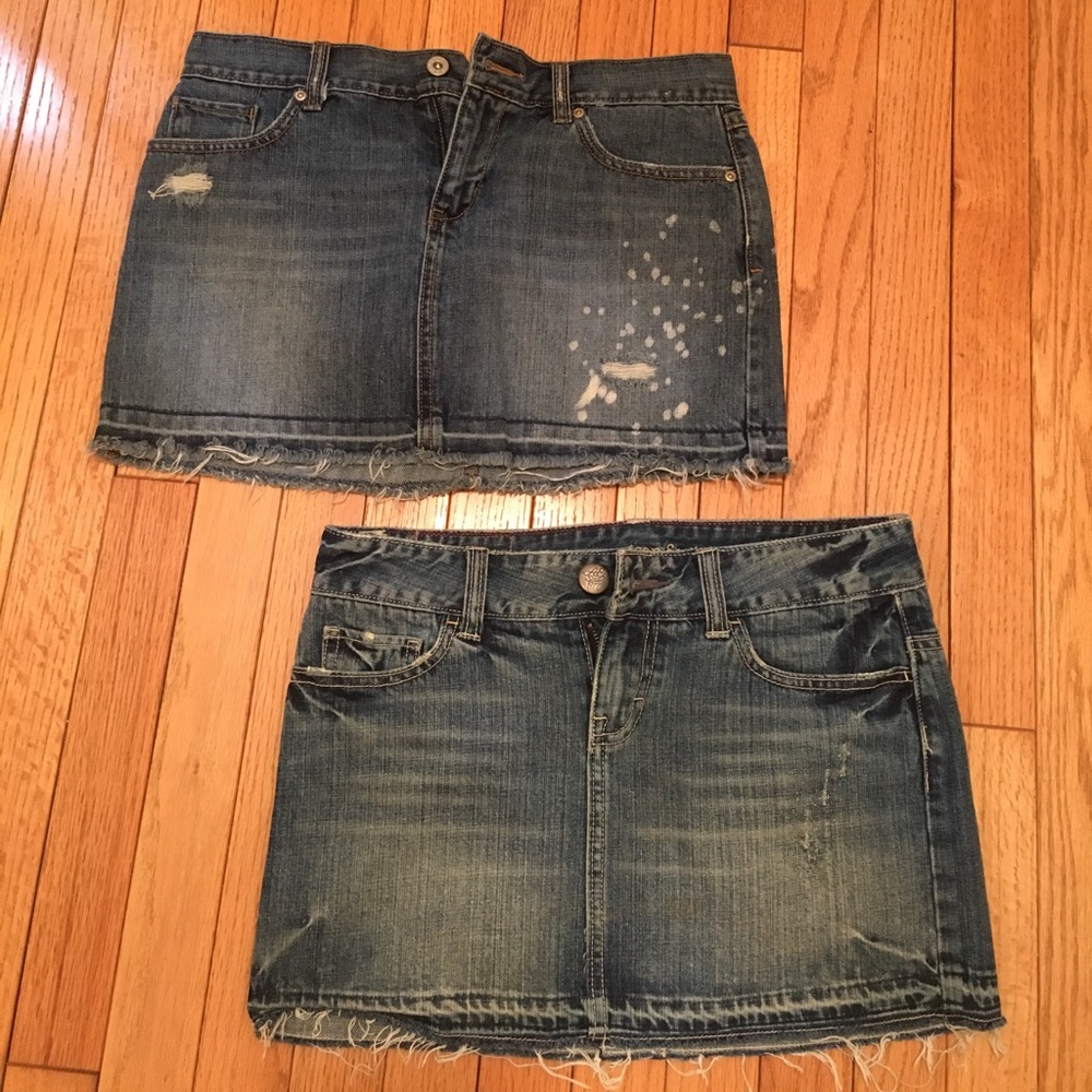 Distressed jean skirts- 2 for 1 money!