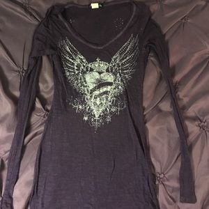 Volume One sz Sm dark purple embellished top