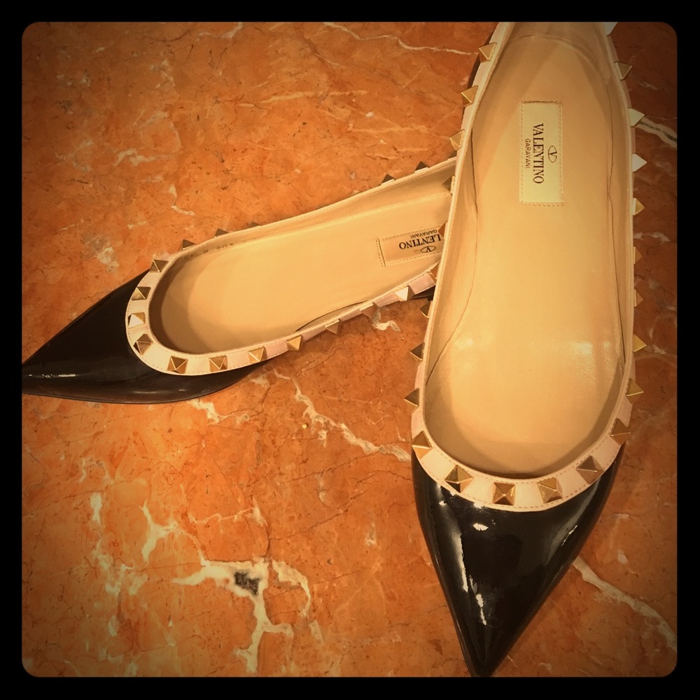 Valentino Rockstud Patent Leather Flat