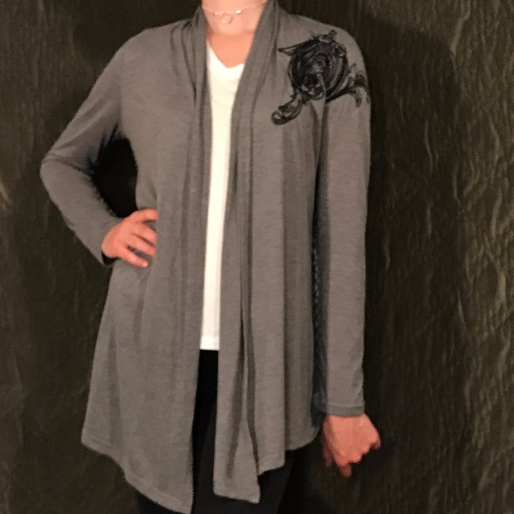 Love Culture Embroidered Grey Sweater