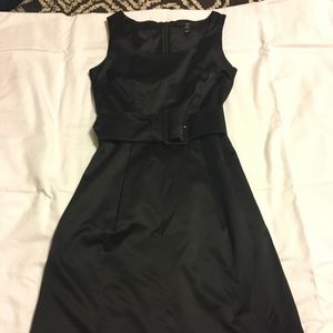Black silk dress with belt