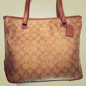 NWT Coach Monogram Signature Zip Top Medium Tote