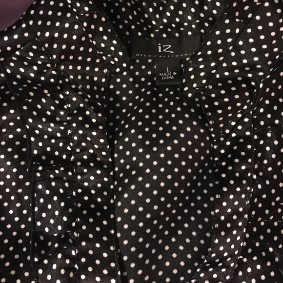 Black w/ white polka dots short sleeve blouse - Picture 2 of 2