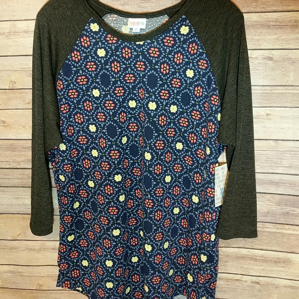 XL Floral Randy with Charcoal Gray Sleeves