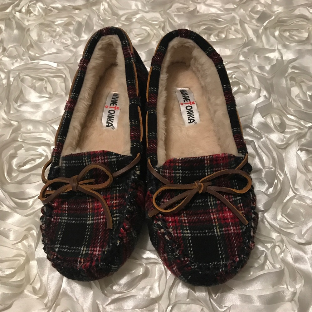 Plaid Minnetonka slippers