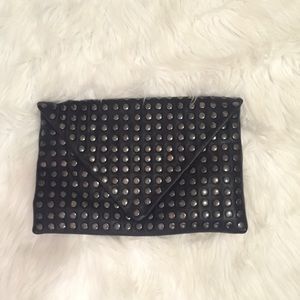 Faux leather studded clutch