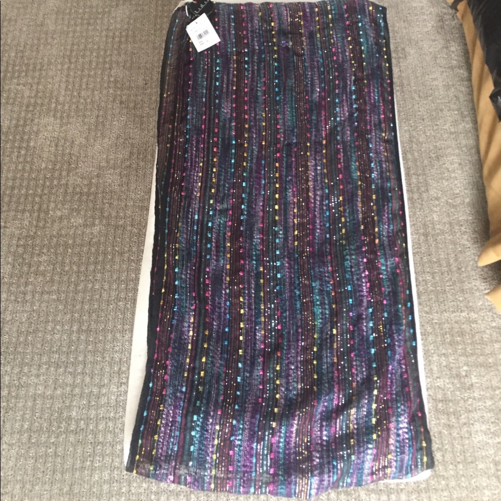 Black scarf with metallic/rainbow thread detail