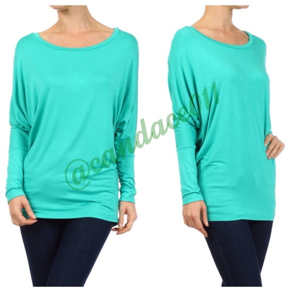 CC Boutique Tops - Long Sleeved Dolman Top (Mint)