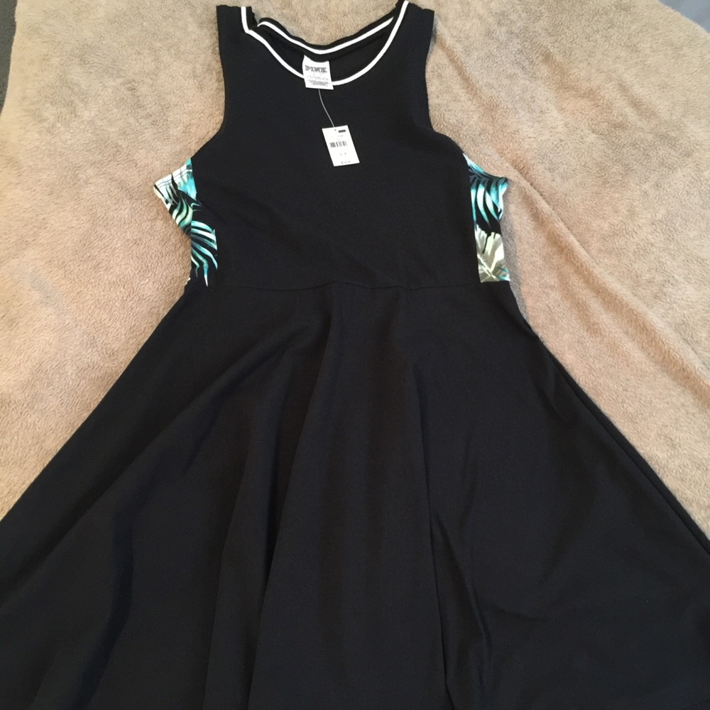 PINK black/teal/white shirt dress