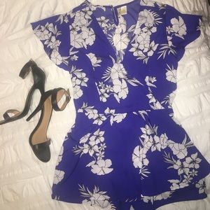 Royal blue floral romper