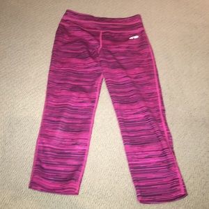 Pink and black striped yoga pants