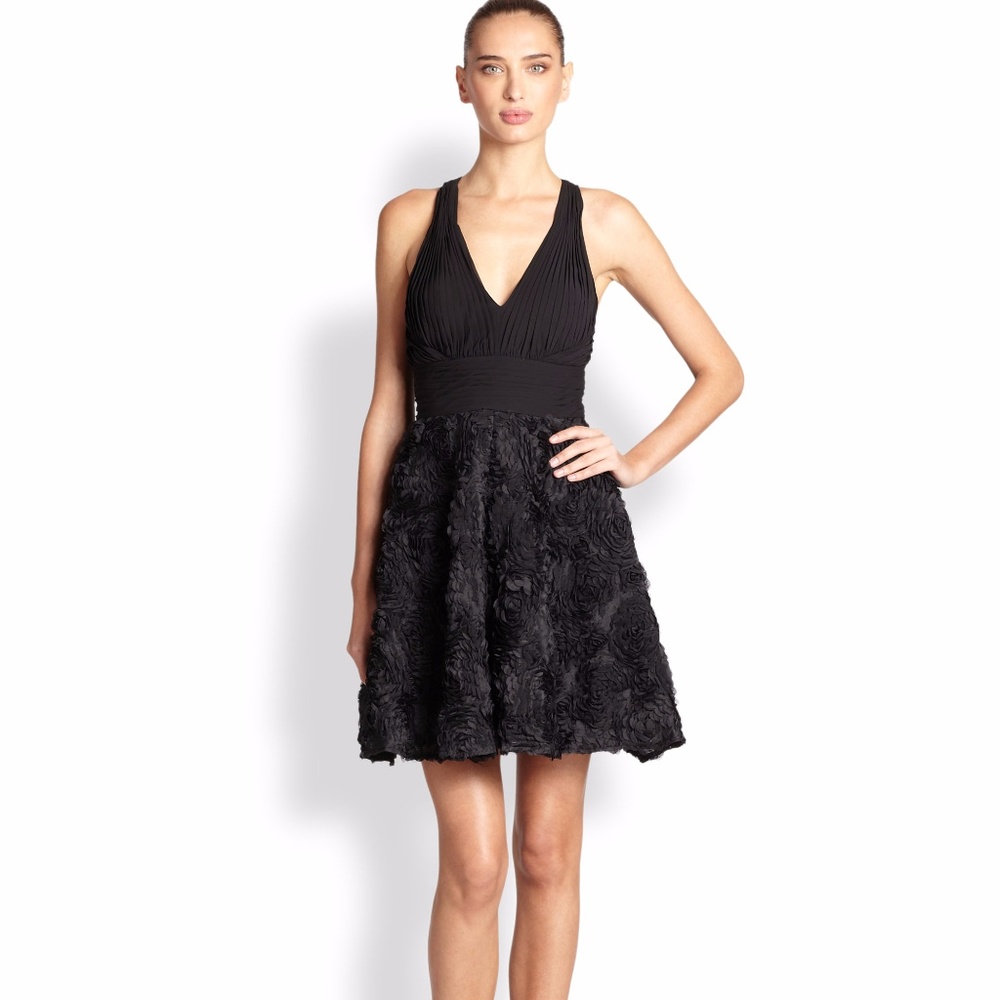 Aidan Mattox Black Rosette Cocktail Dress